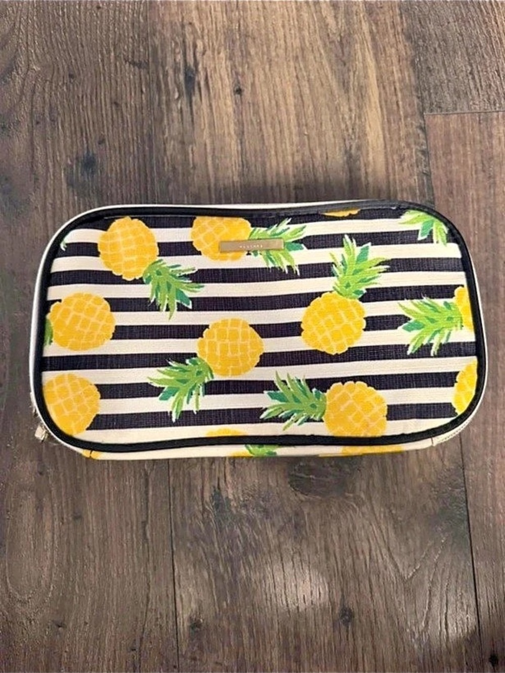 Kestrel Pineapple Striped Travel Makeup Cosmetic Bag Organizer